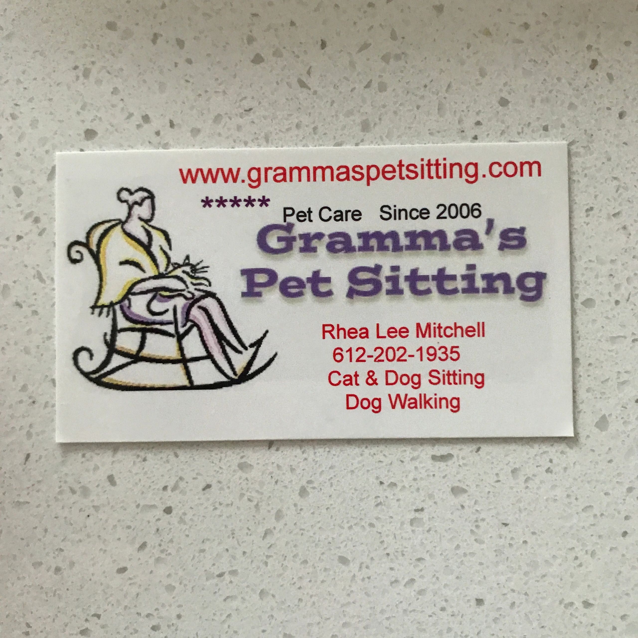 Gramma's Pet Sitting business card